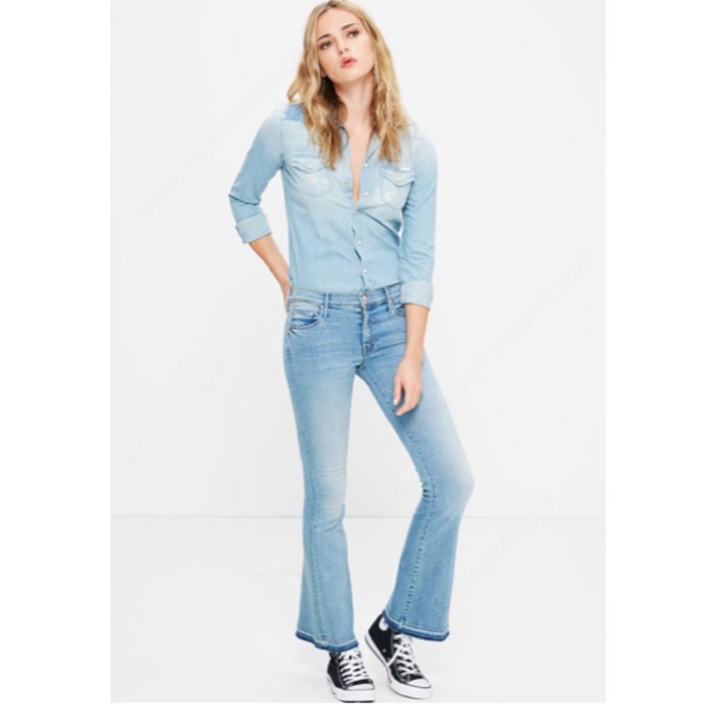 Mother Denim The Undone Hem Weekender in Wild At Heart